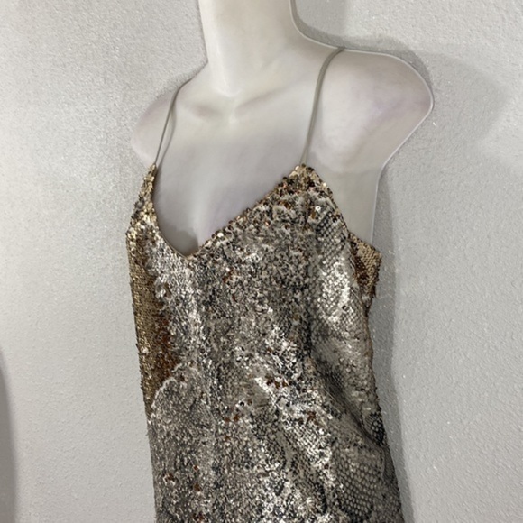 NWT Cupcakes and Cashmere sequin snake gold reversible tank slip dress mediumBB9 - Picture 11 of 14